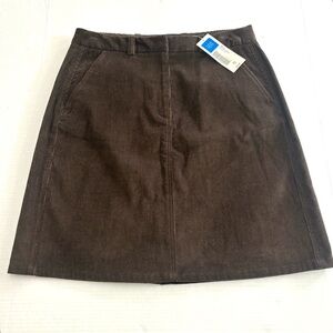 NWT Covington Y2K Brown Corduroy Knee Length Skirt Pockets Slit Women’s Size‎ 14